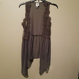 Army green lace vest